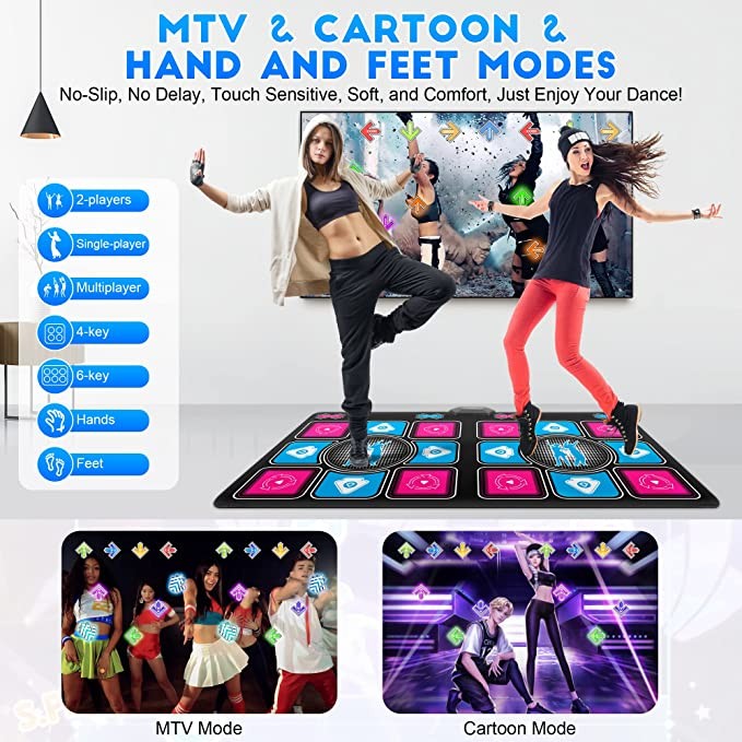 FanFun Dance Mat,Dual Music Electronic Dance Mat,with 2.4G Wireless Controller,HD Camera Host,Game,Yoga and Disco Ball Light,for HDMI/TV/PC